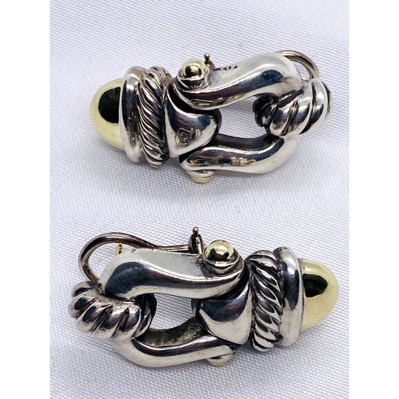 David Yurman 925 Sterling Silver 14K 585 Acorn Door Knocker Earrings - Picture 10 of 10